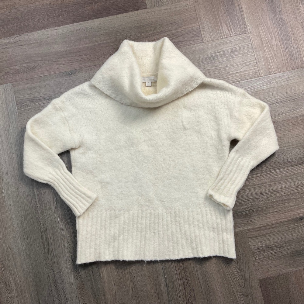 Brooks Brothers Alpaca Merino Wool Cowl Neck Sweater Womens Medium Ivory Cream